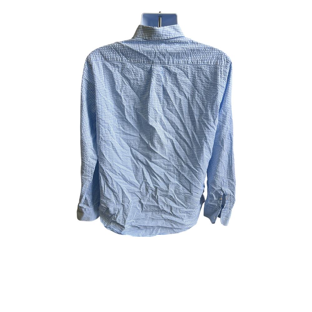 đź’™McLaughlin M Blue Gingham Button Down Shirt Classic Preppy Modern Prep Layer - Picture 3 of 4